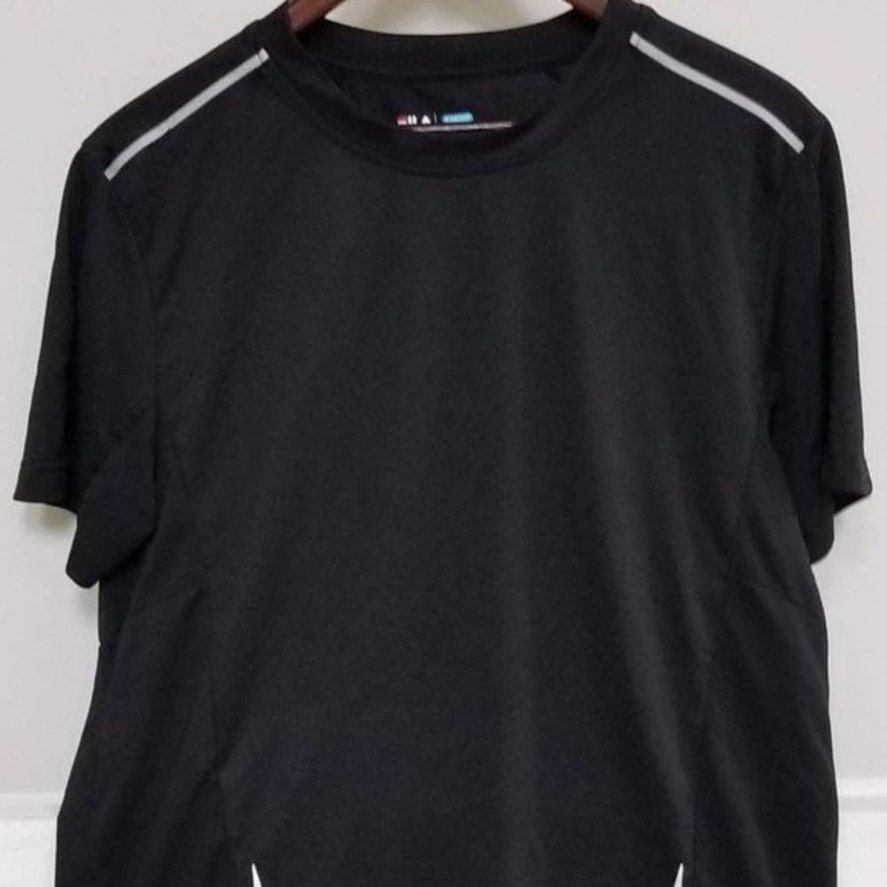 Fila Sport Black Short Sleeve Tee White Trim Size Small